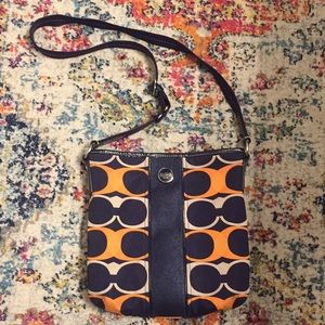Authentic Coach Navy & Orange Crossbody Bag